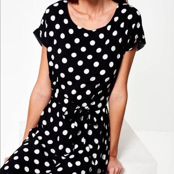 JDY Star Polka Dot Short Sleeve Midi Dress in Black - Picture 10 of 10
